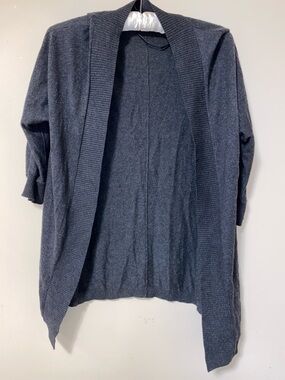 Ann Taylor Petite Dark Gray 3/4 Sleeve Lightweight Knit Cardigan